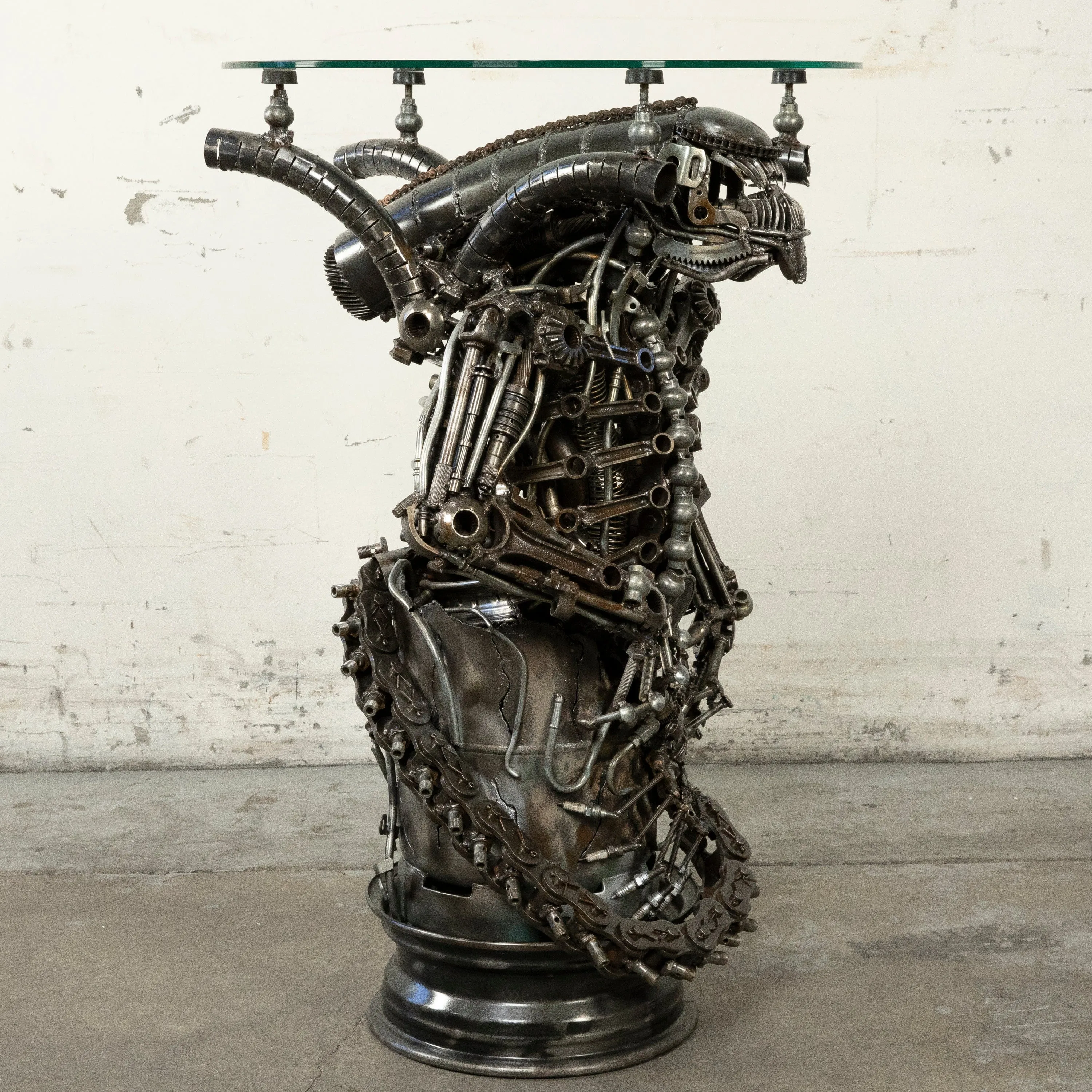 36" Alien Inspired Recycled Metal Sculpture Table