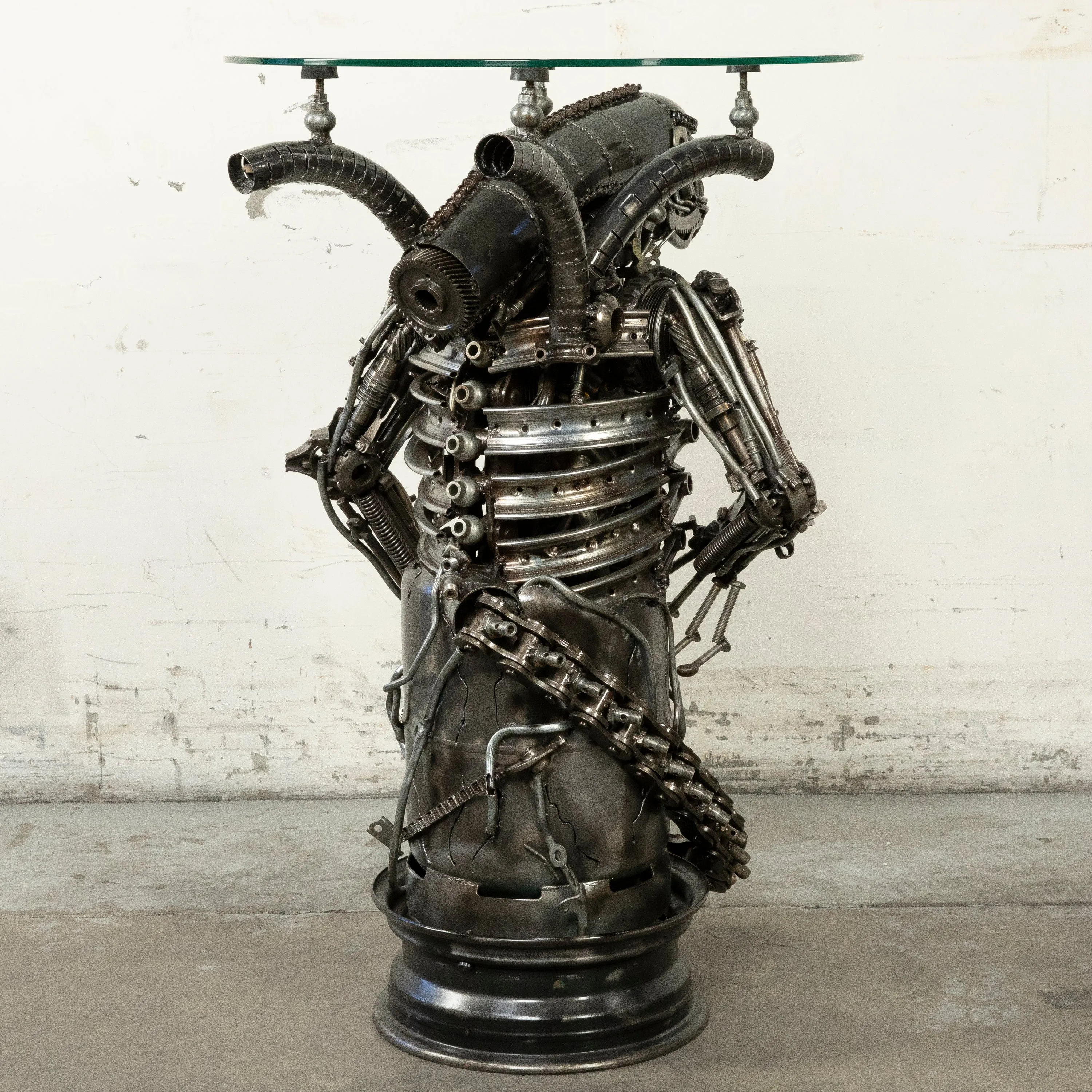 36" Alien Inspired Recycled Metal Sculpture Table