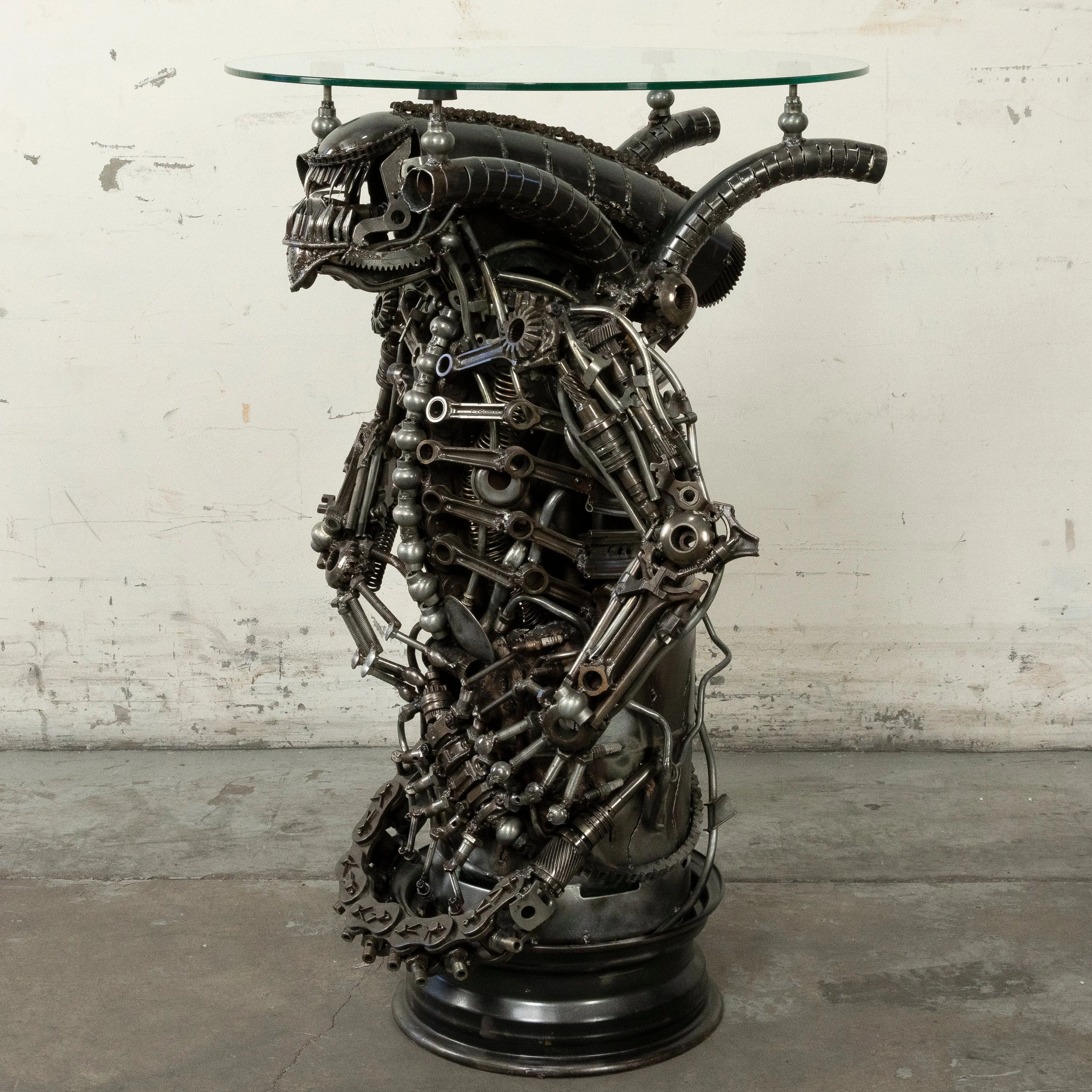 36" Alien Inspired Recycled Metal Sculpture Table