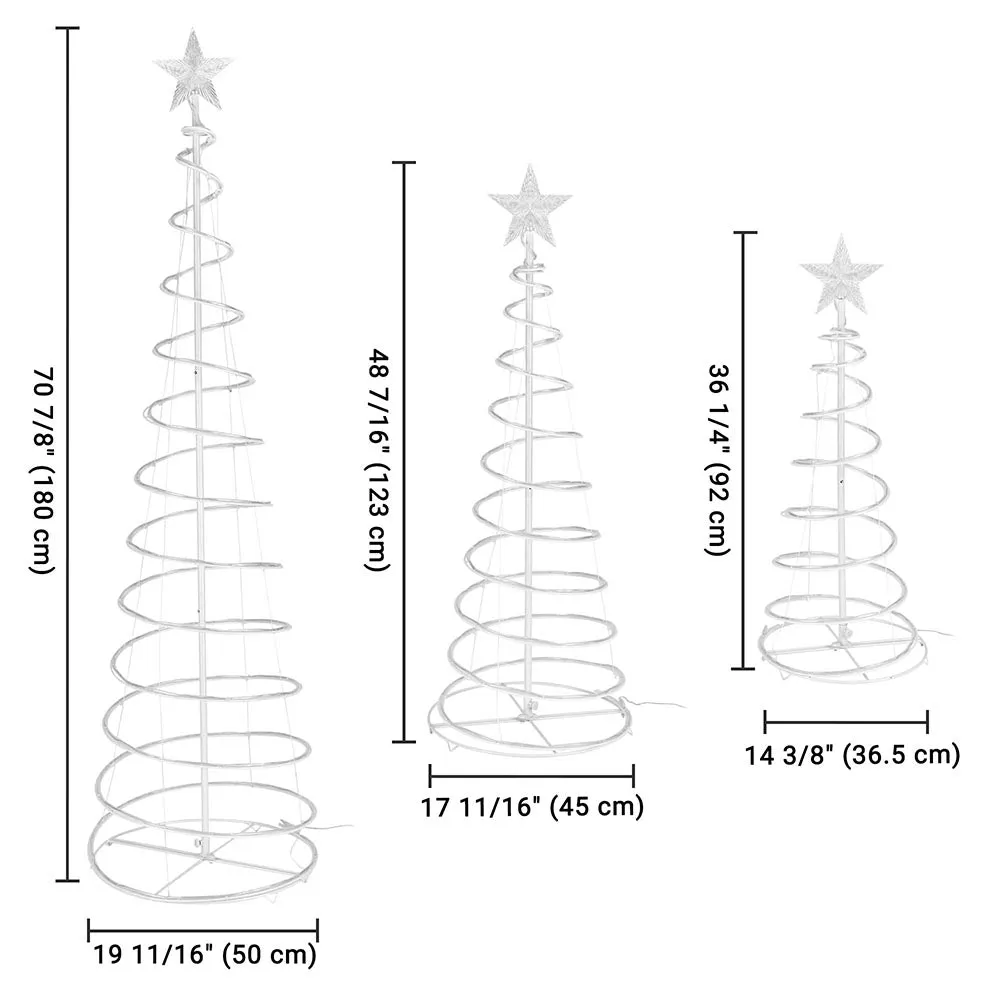 3ct Lighted Spiral Xmas Trees USB Cable Powered 6ft 4ft 3ft