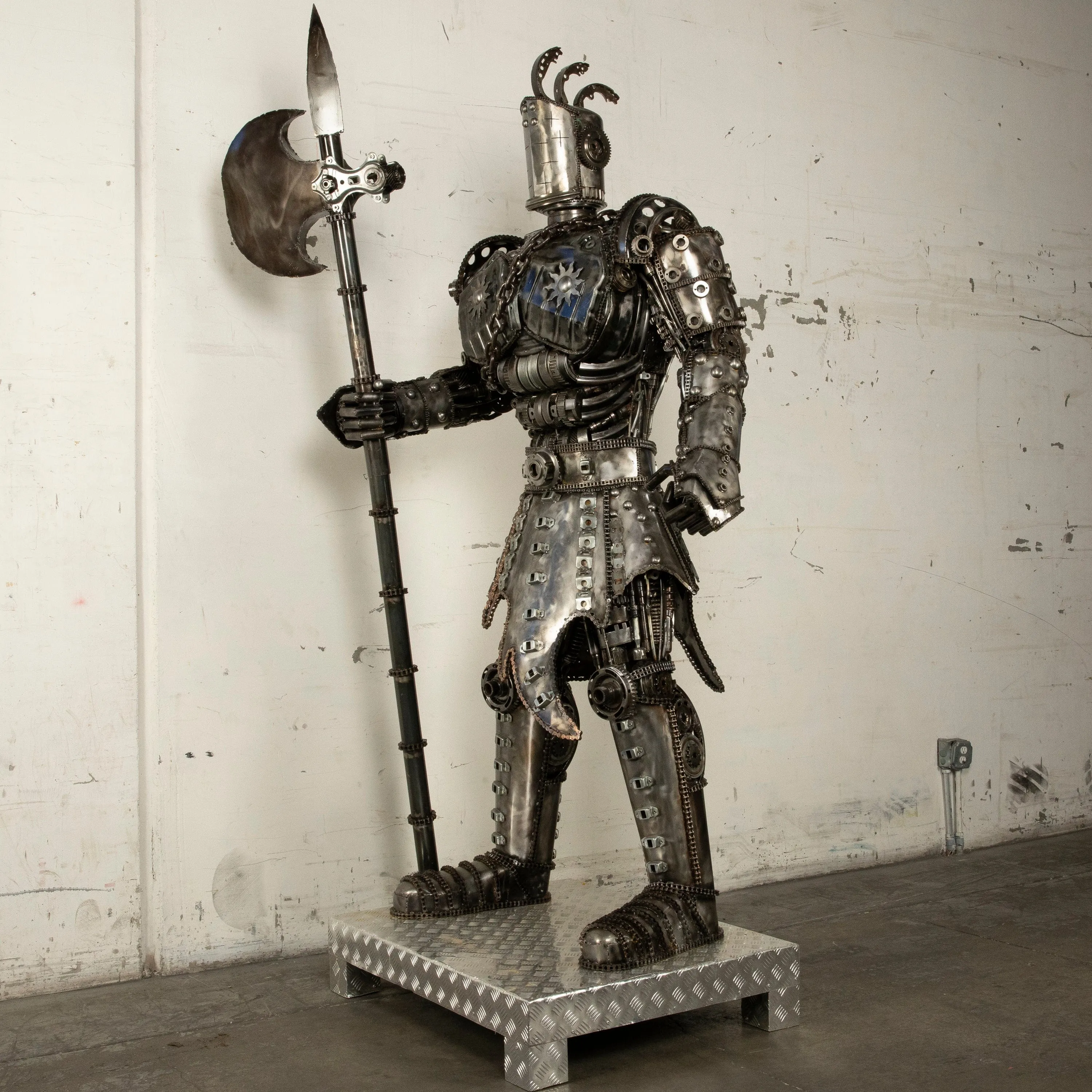 79" Knight Inspired Recycled Metal Art Sculpture