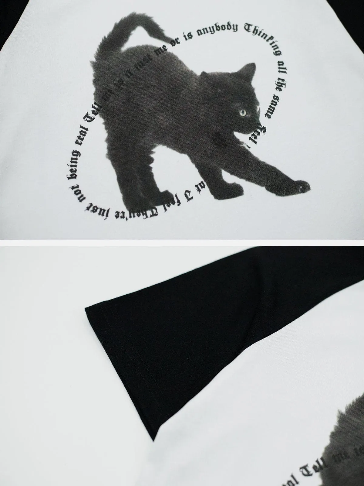 AlanBalen® - Cat Print Patchwork Tee