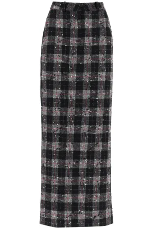 Alessandra rich maxi skirt in boucle' fabric with check motif