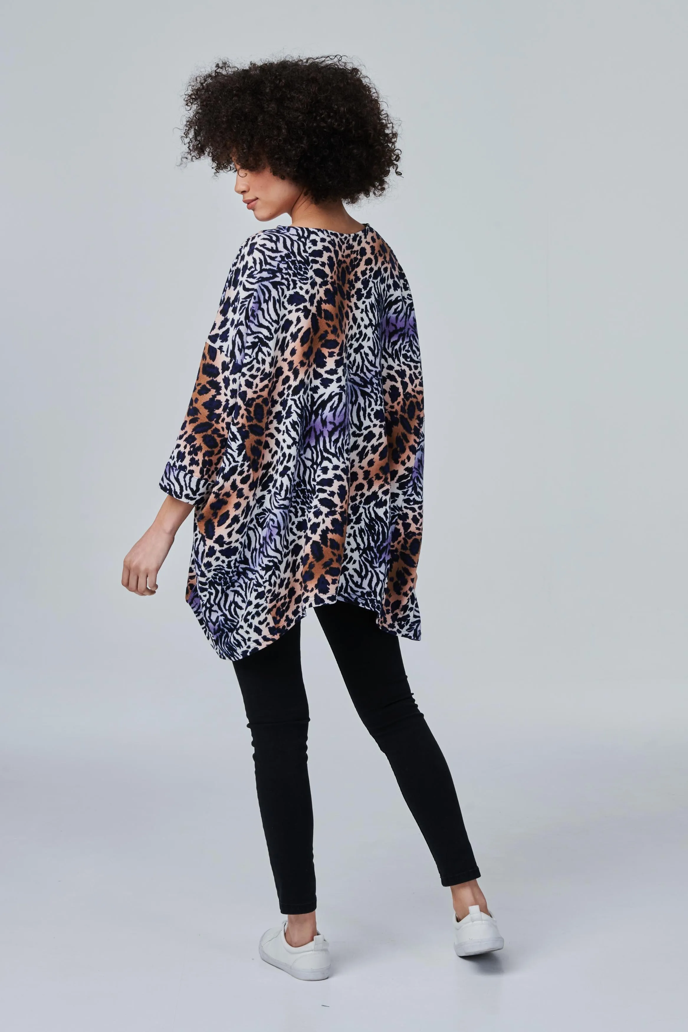 Animal Mixed Print Oversized Top