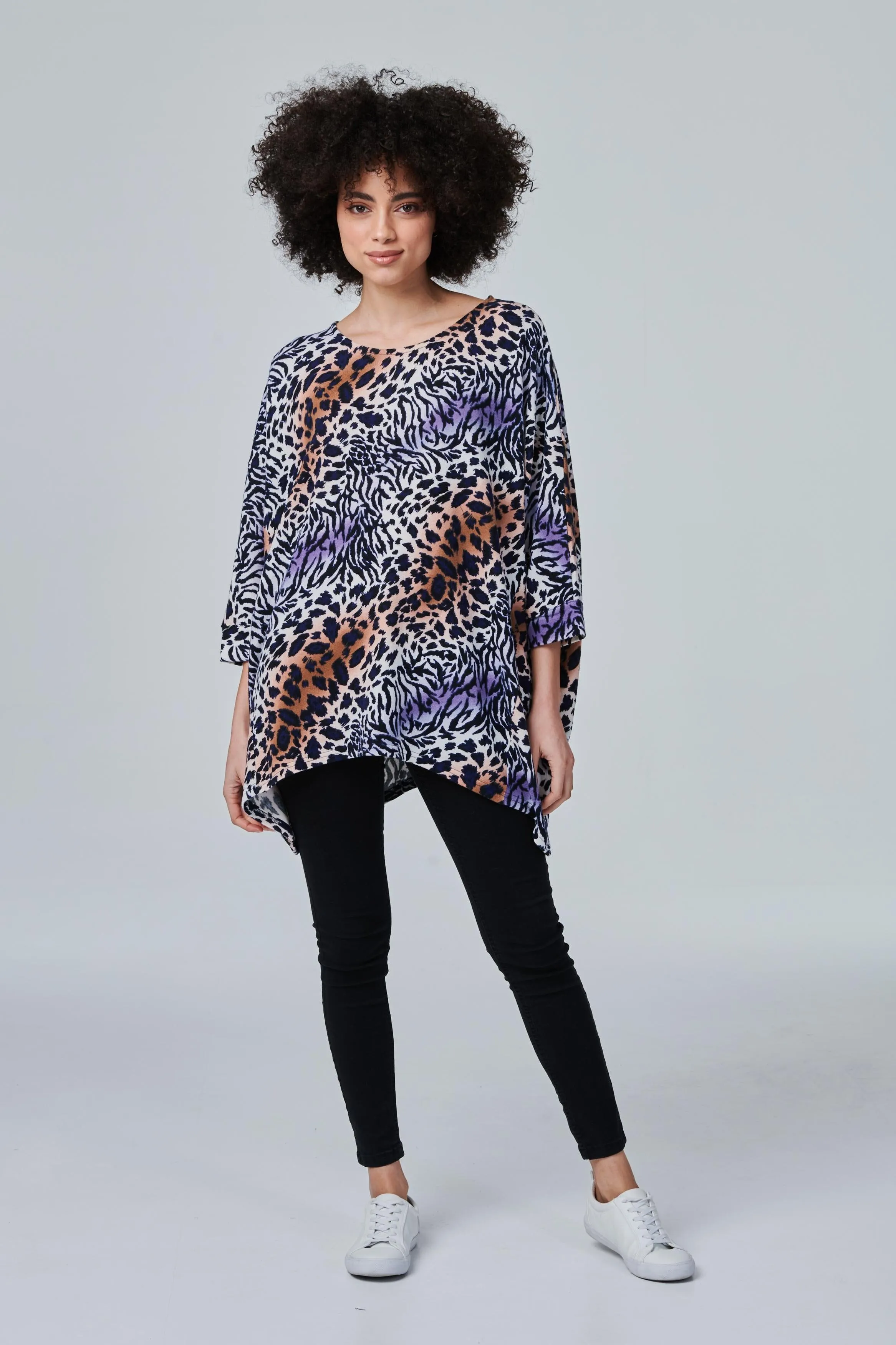 Animal Mixed Print Oversized Top