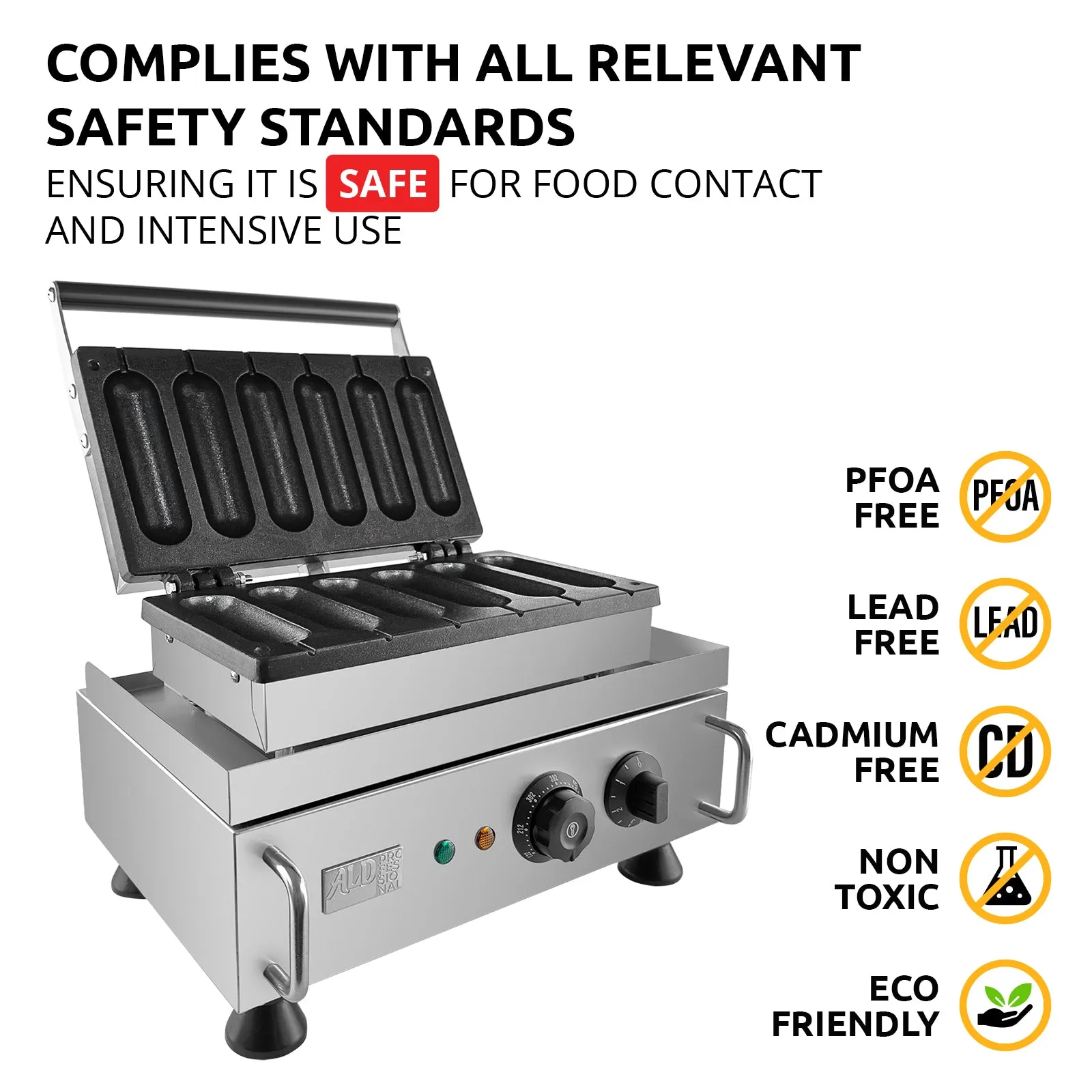 AP-530 Hot Dog Waffle Iron | Commercial | 6 Plain Corn Dog Waffles