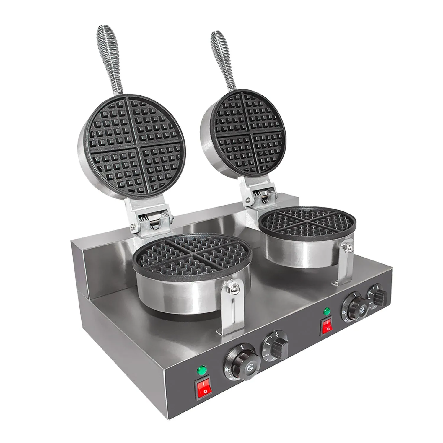 AP-601_2 Double Double Waffle Maker | Round-Shaped Belgium Waffles | Stainless Steel | Nonstick Coating