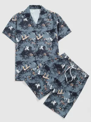 Bird Printed Shirt And Shorts