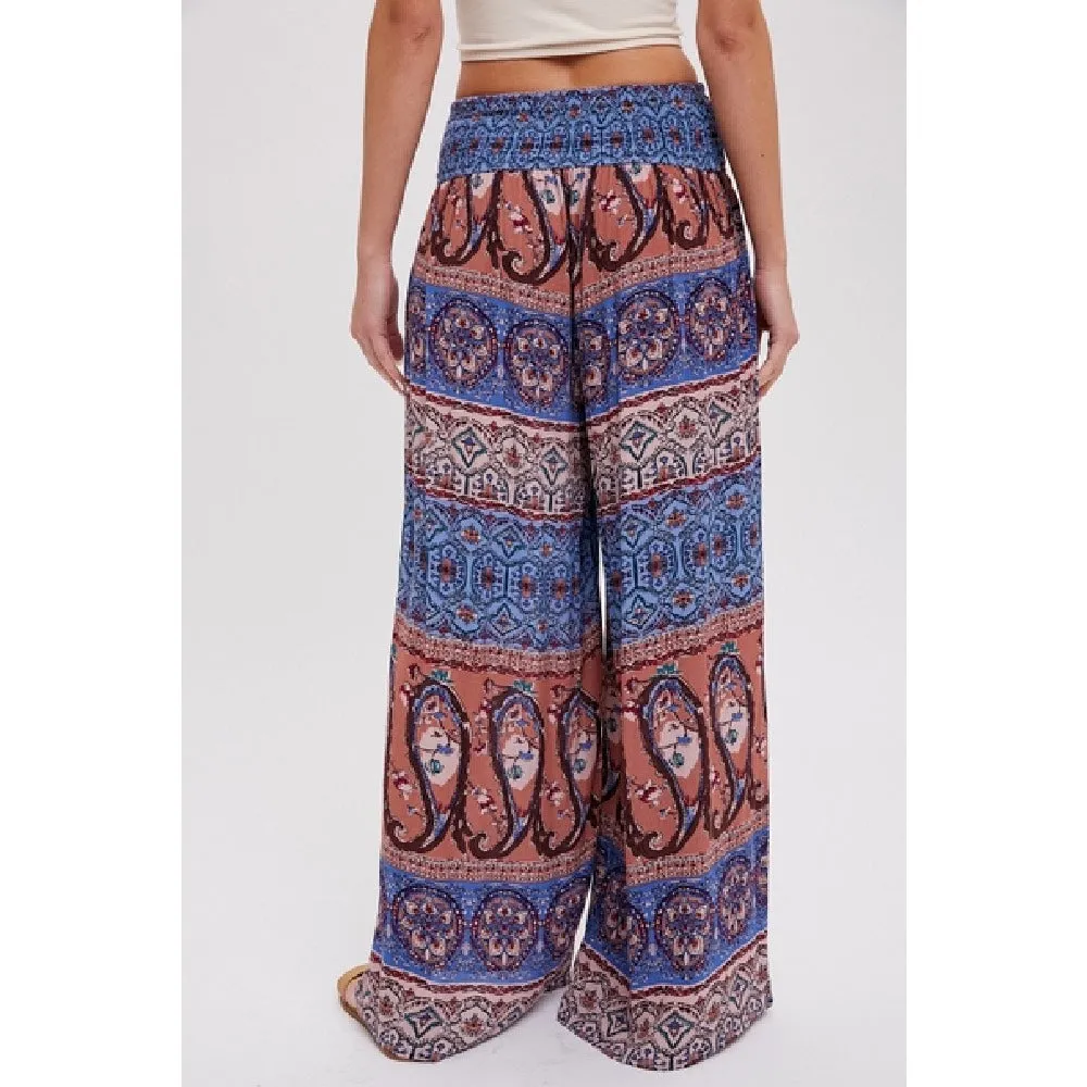 Boho Smocked Wide Leg Pants