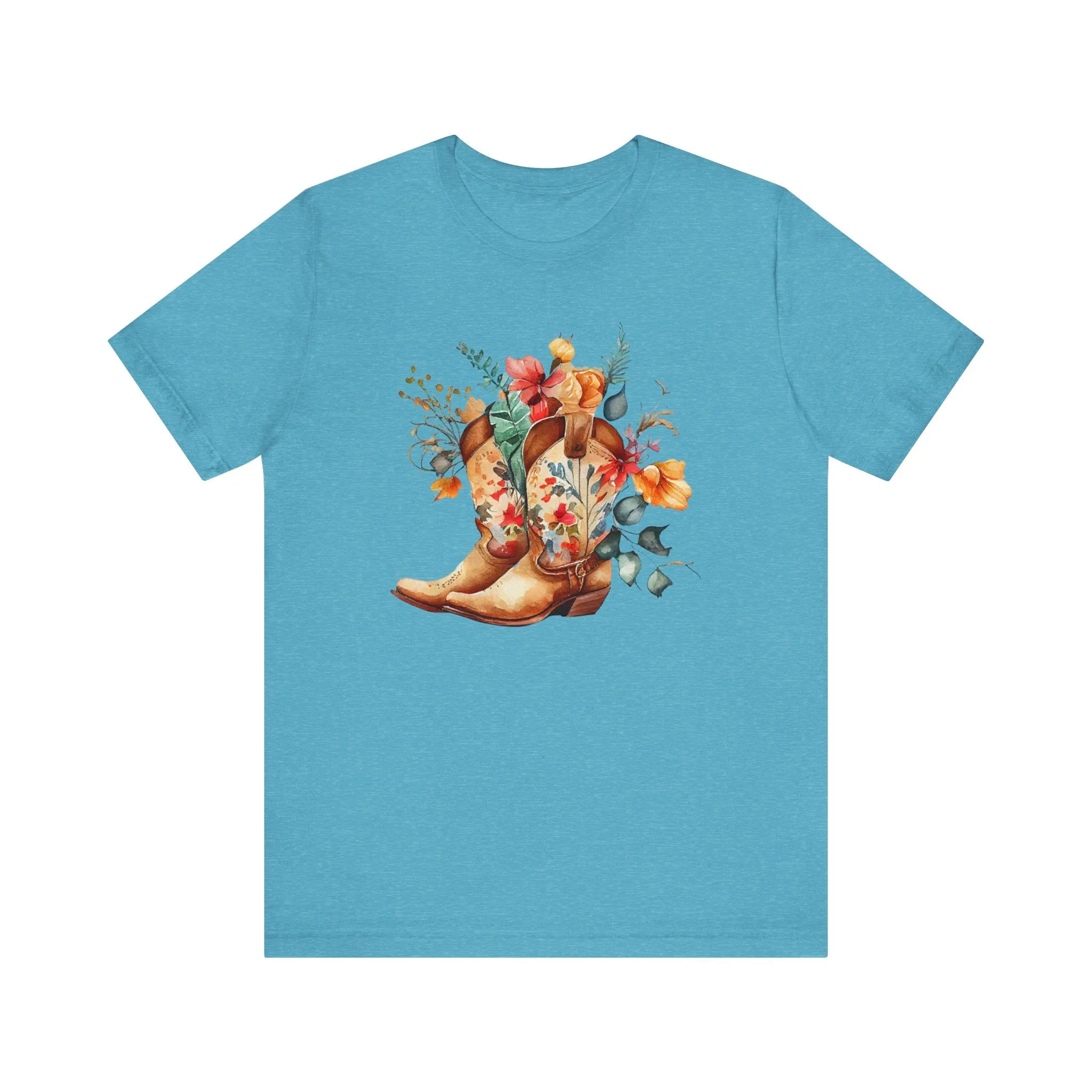 Boots and Flowers Soft Style Unisex Jersey Short Sleeve Tee