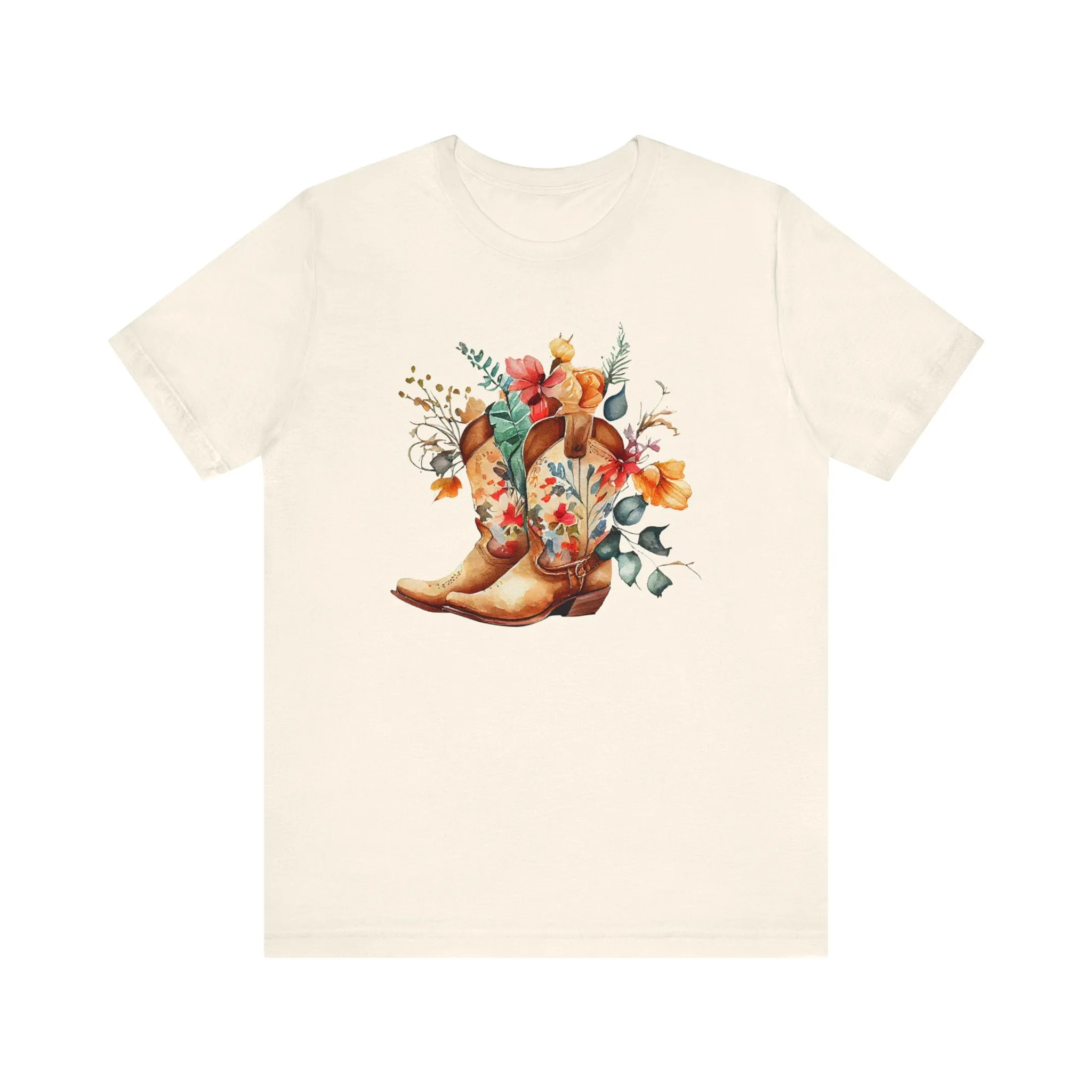 Boots and Flowers Soft Style Unisex Jersey Short Sleeve Tee