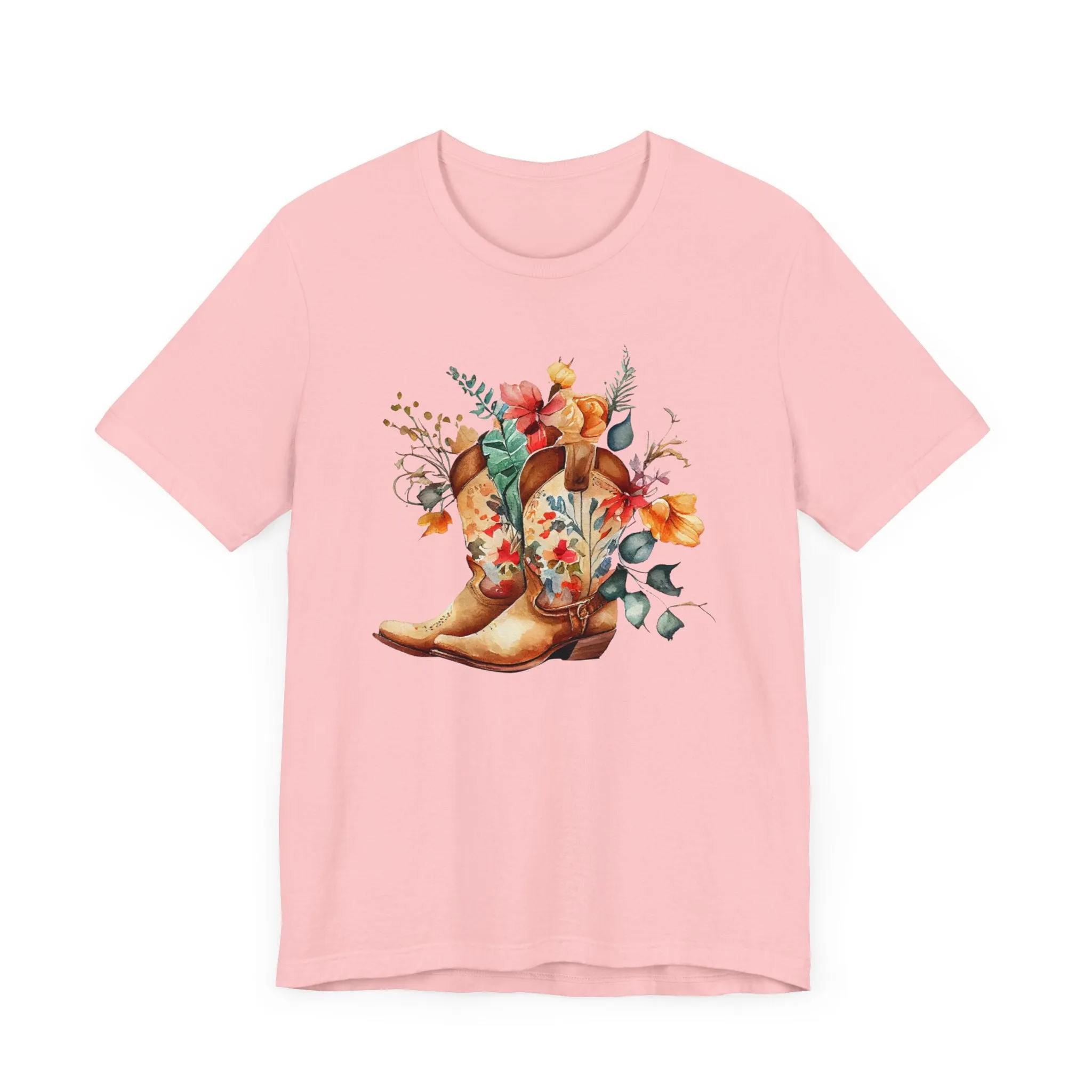 Boots and Flowers Soft Style Unisex Jersey Short Sleeve Tee