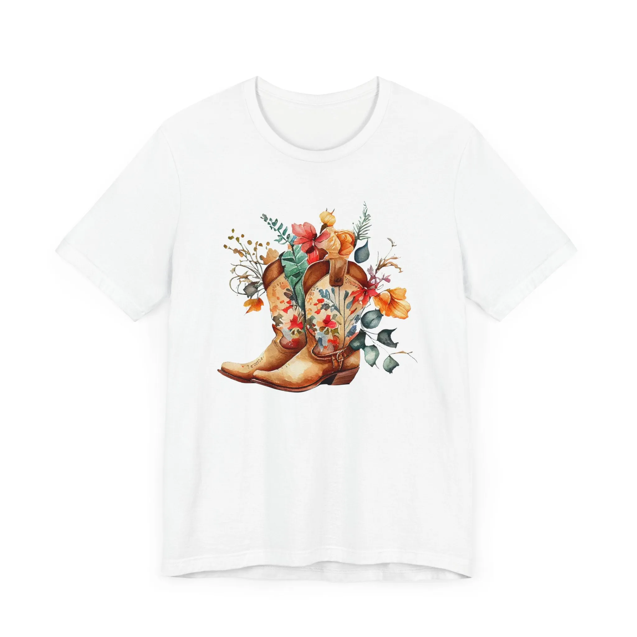 Boots and Flowers Soft Style Unisex Jersey Short Sleeve Tee