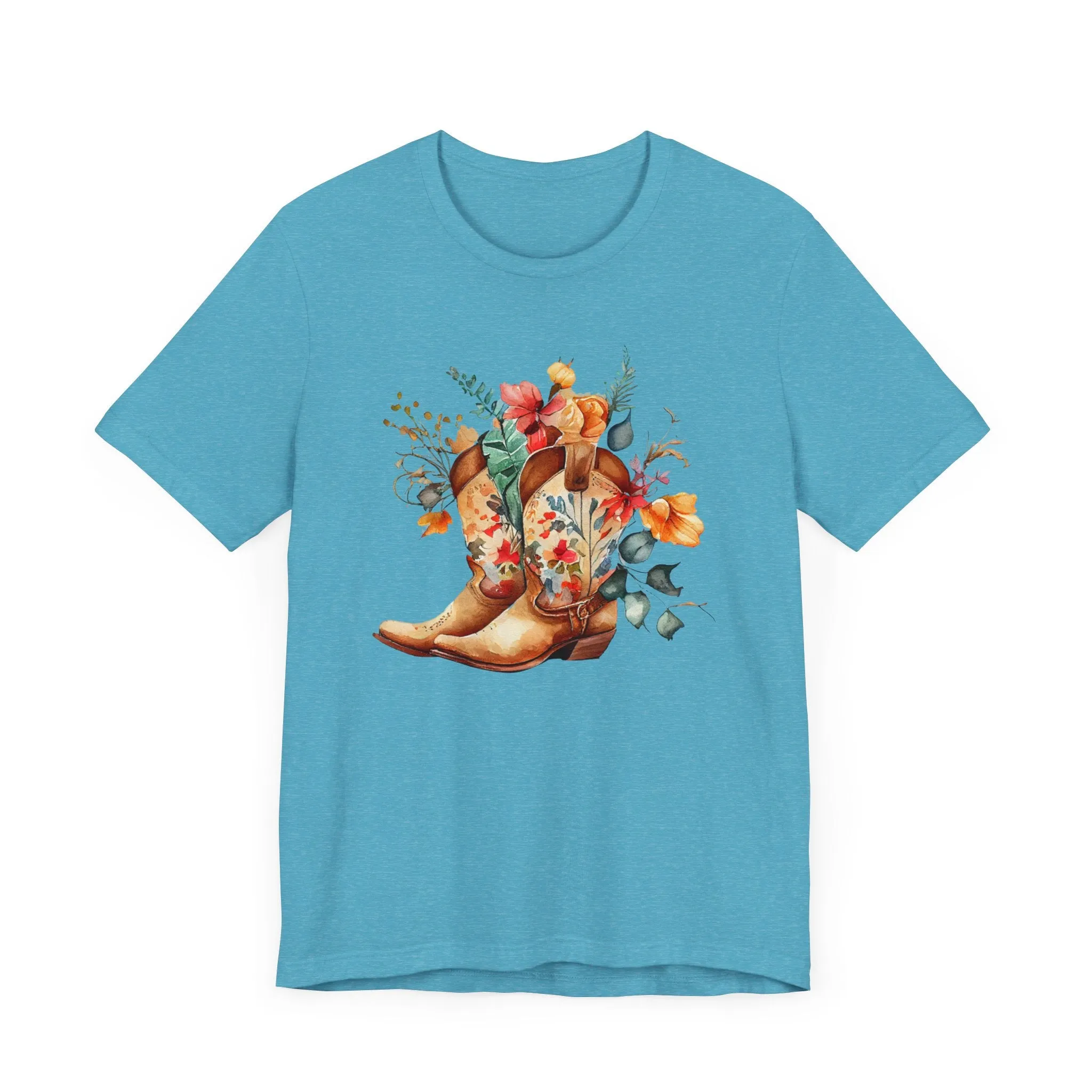 Boots and Flowers Soft Style Unisex Jersey Short Sleeve Tee