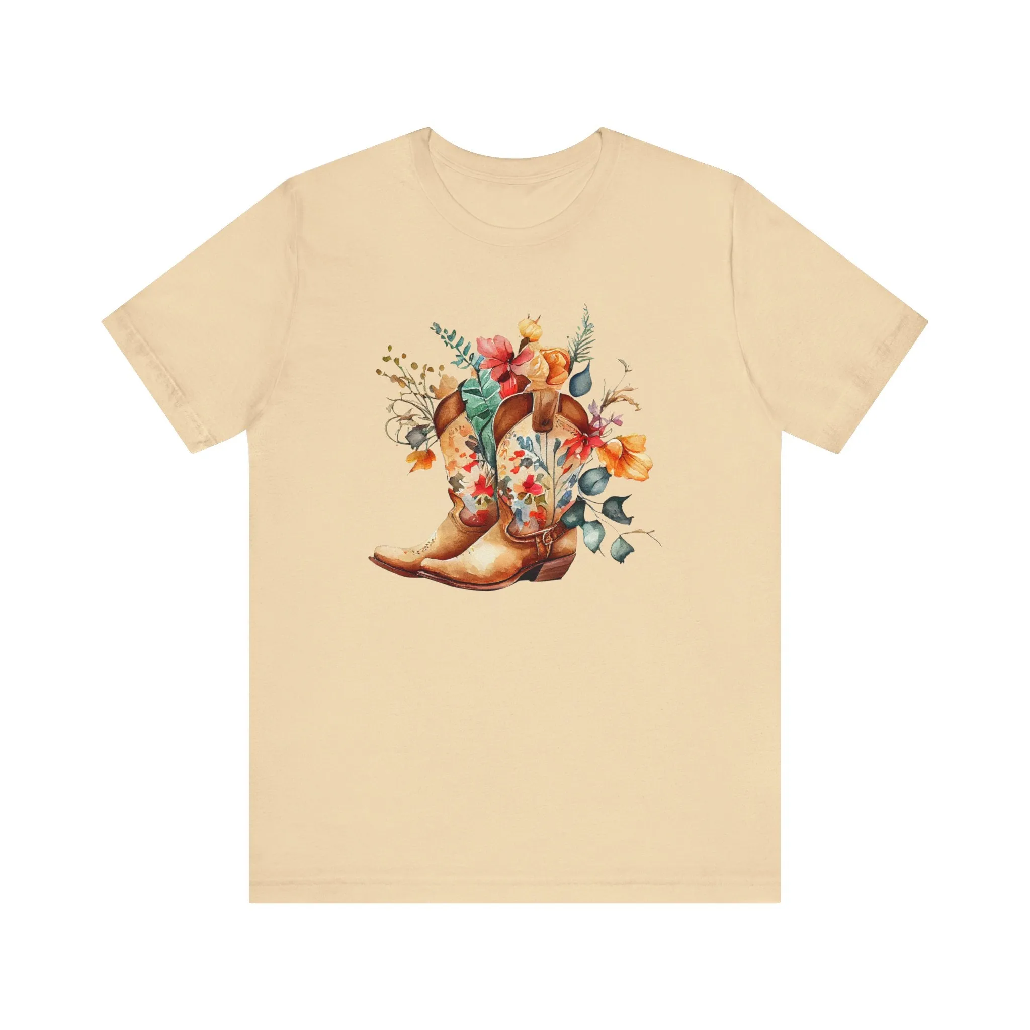 Boots and Flowers Soft Style Unisex Jersey Short Sleeve Tee