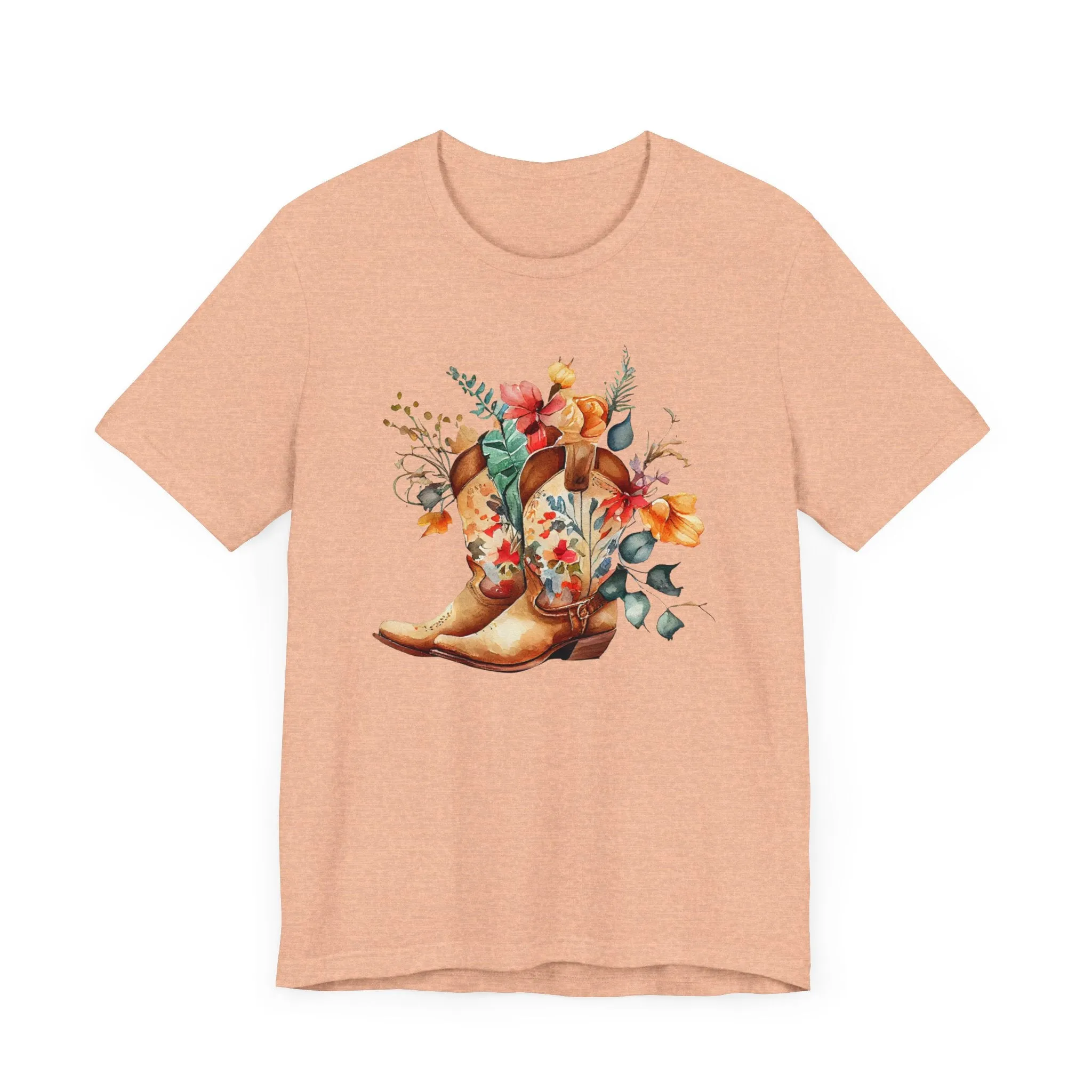 Boots and Flowers Soft Style Unisex Jersey Short Sleeve Tee