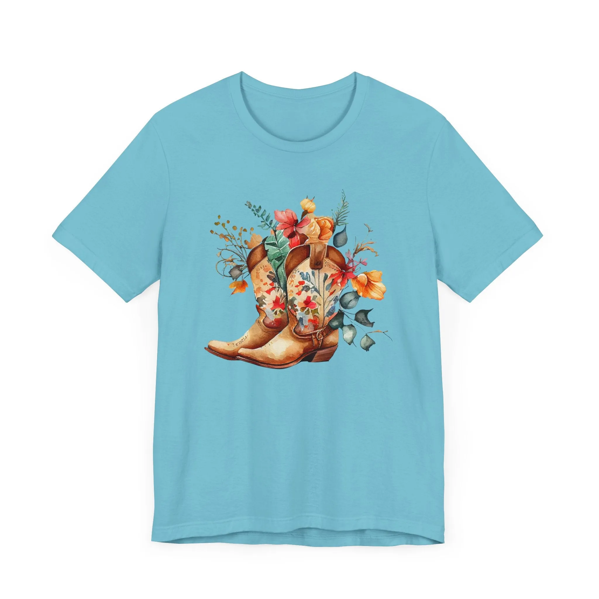 Boots and Flowers Soft Style Unisex Jersey Short Sleeve Tee