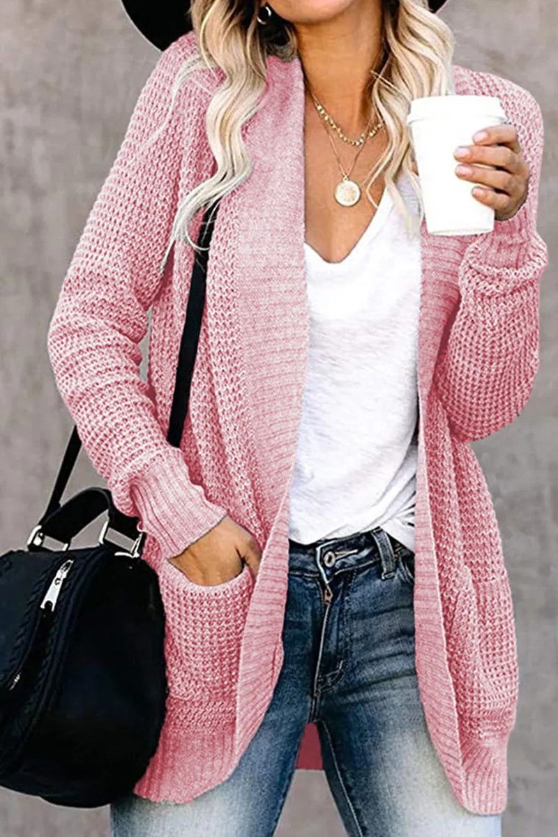 Casual Solid Patchwork Cardigan Collar Cardigans(6 Colors)