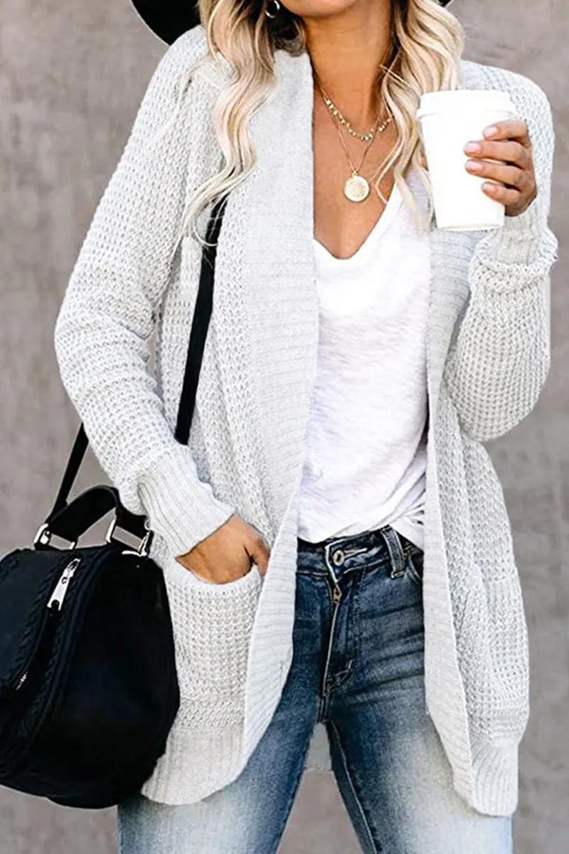 Casual Solid Patchwork Cardigan Collar Cardigans(6 Colors)