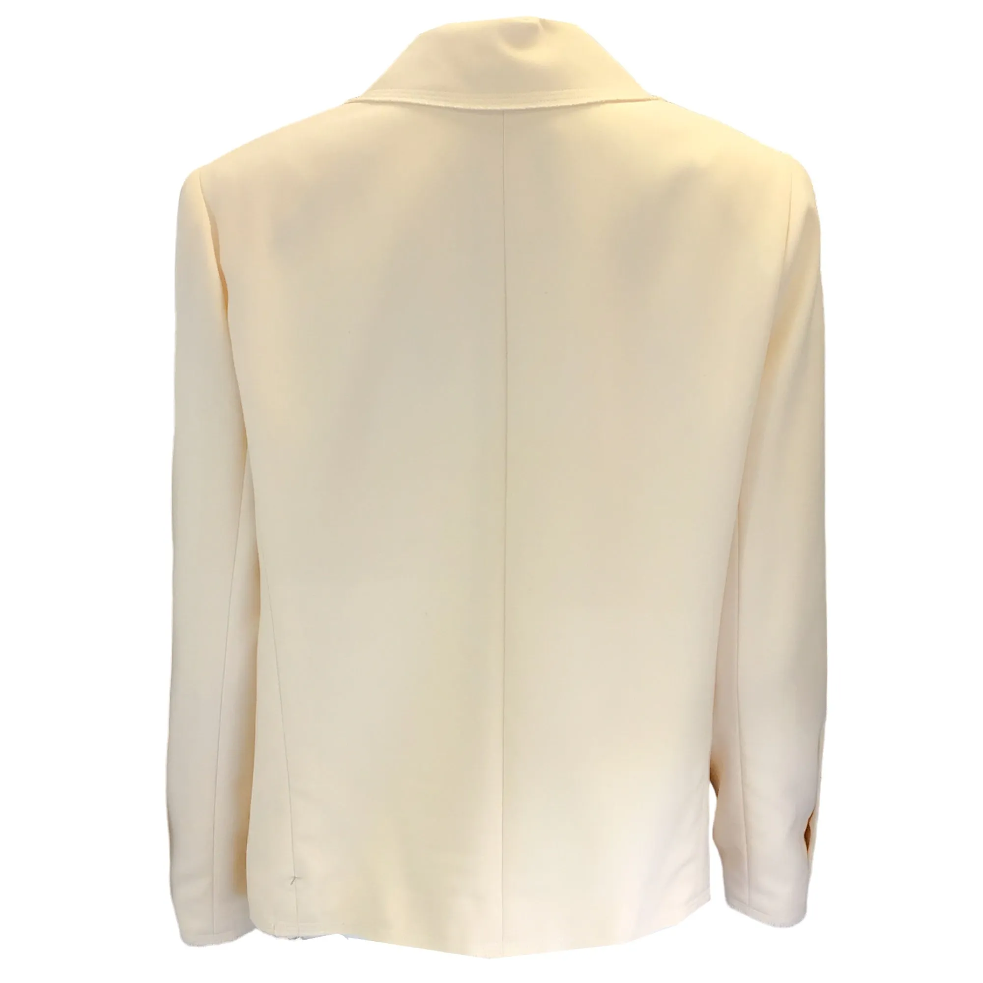 Chanel Ivory 2007 CC Logo Buttoned Raw Edge Military Style Jacket