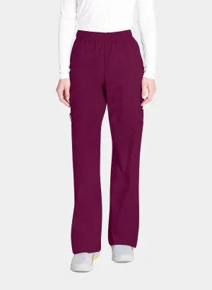 Cherokee Core Stretch Mid Rise Pull-On Cargo Scrub Trousers WWE4005 - Wine