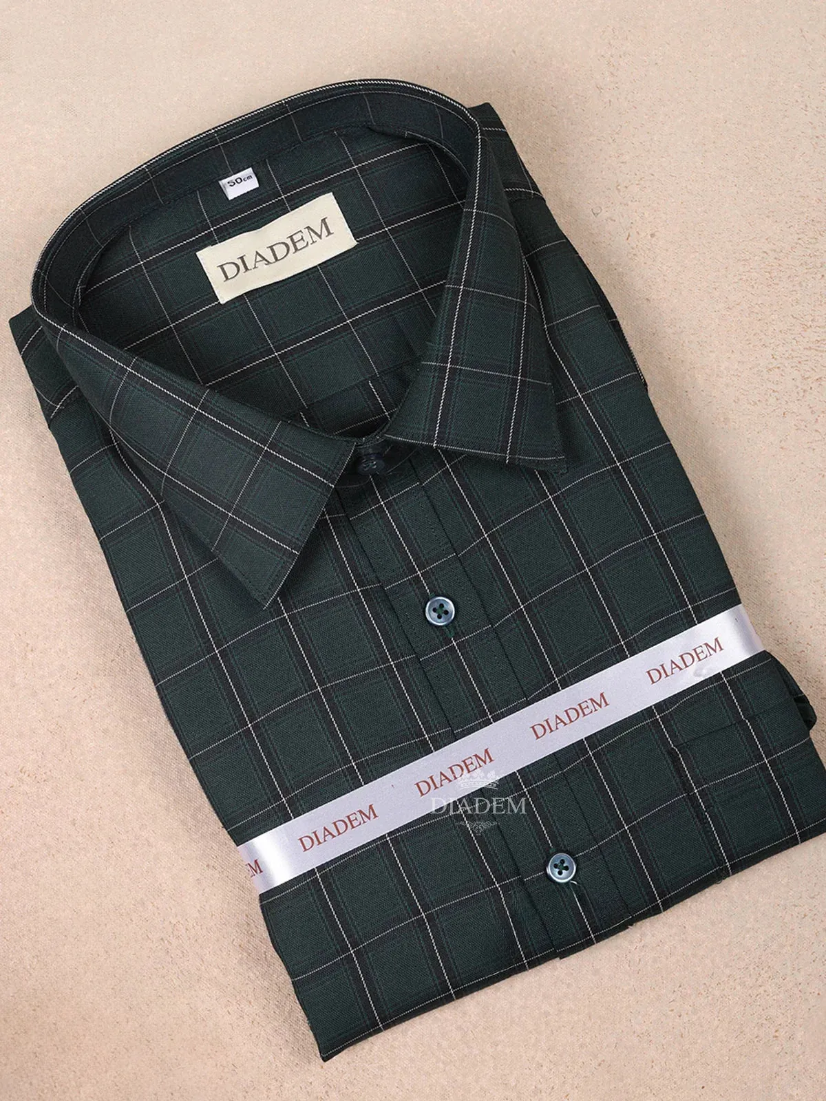 Dark Green Cotton Checked Full Sleeve Shirt