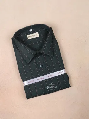 Dark Green Cotton Checked Full Sleeve Shirt