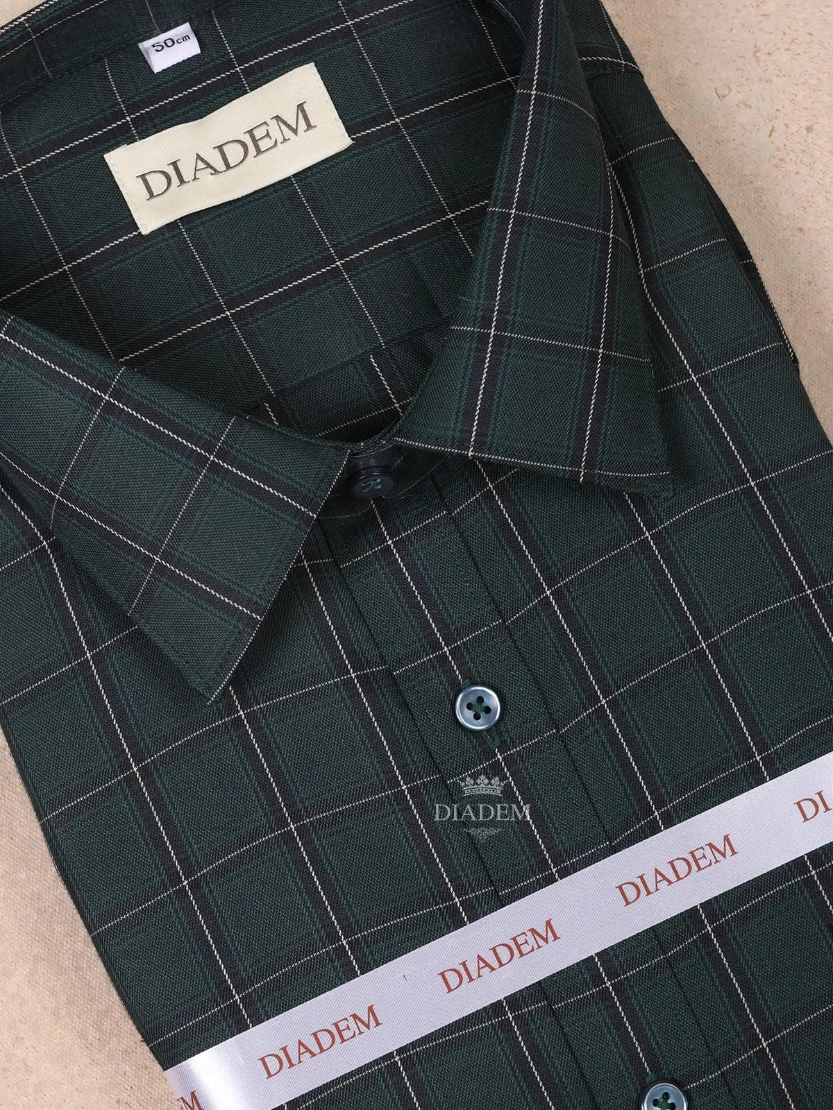 Dark Green Cotton Checked Full Sleeve Shirt