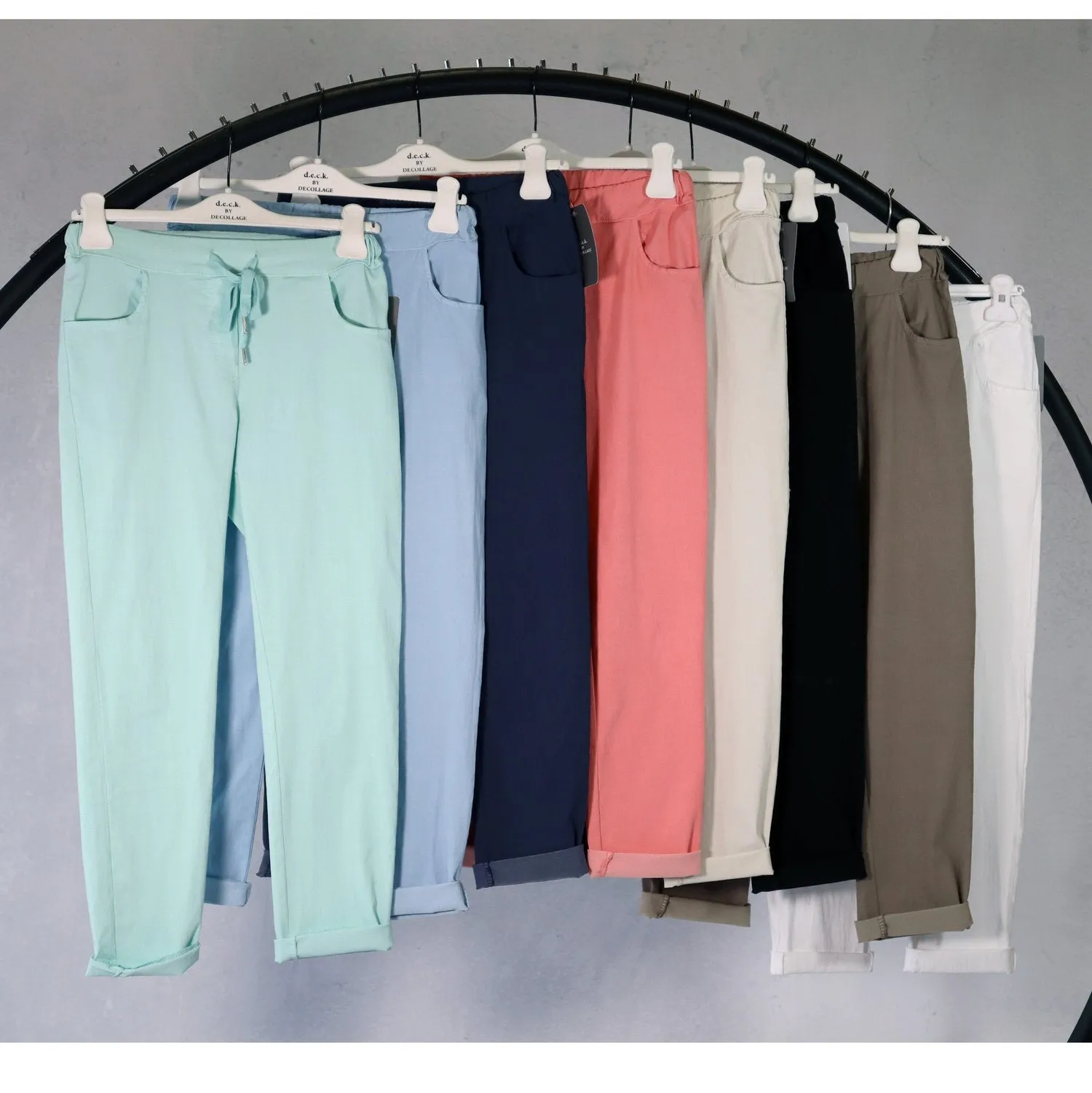 Stretchy Plain Casual Trousers by D.E.C.K, available in 4 Colours