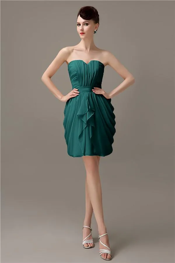 Elegant A-line Pleated Chiffon Knee-length Bridesmaid Dresses