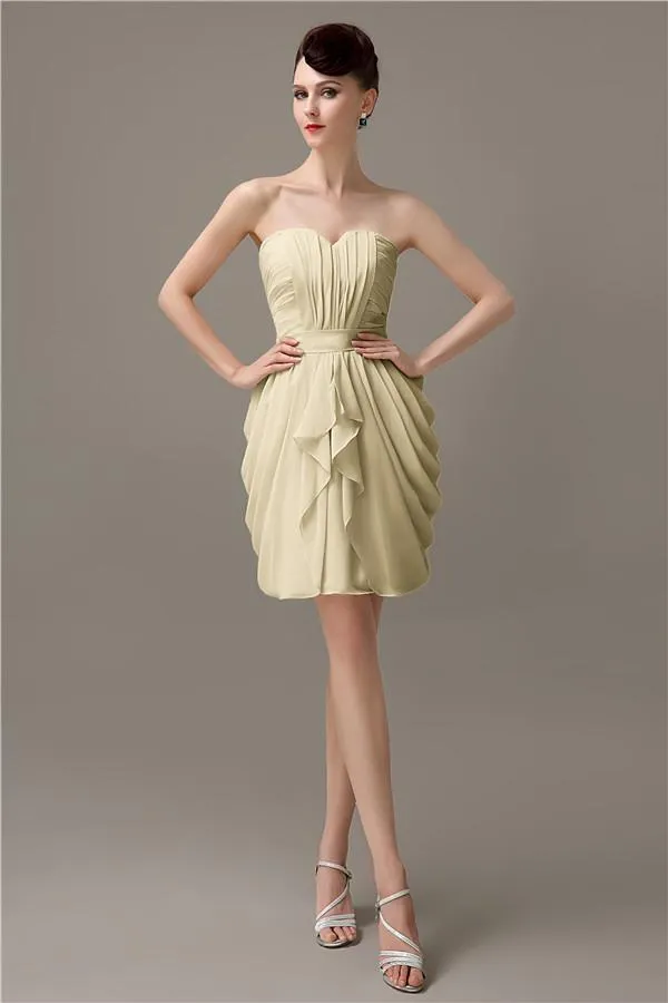 Elegant A-line Pleated Chiffon Knee-length Bridesmaid Dresses