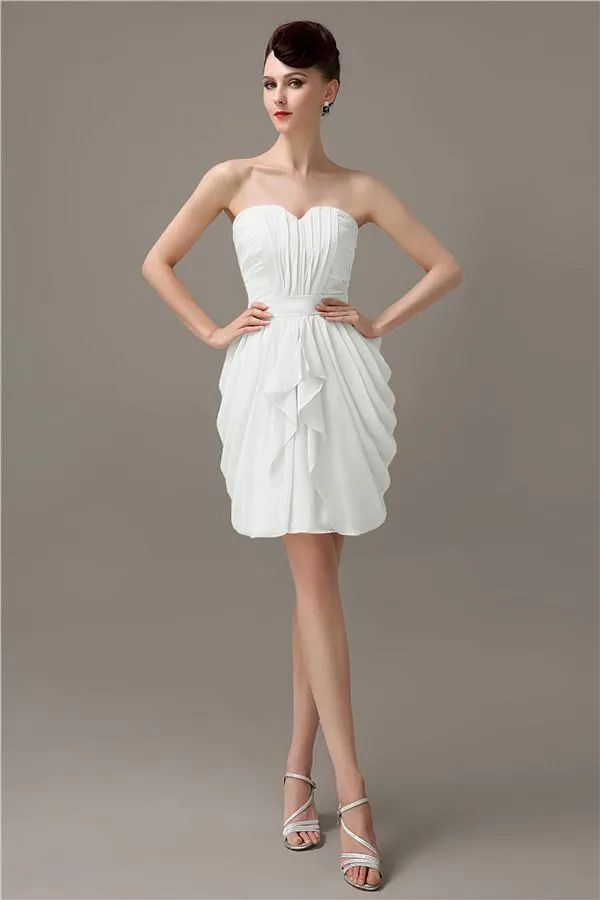 Elegant A-line Pleated Chiffon Knee-length Bridesmaid Dresses