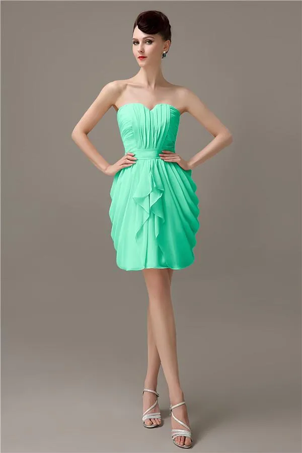 Elegant A-line Pleated Chiffon Knee-length Bridesmaid Dresses