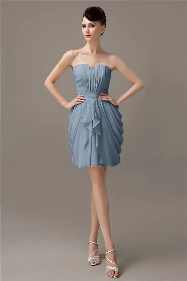 Elegant A-line Pleated Chiffon Knee-length Bridesmaid Dresses