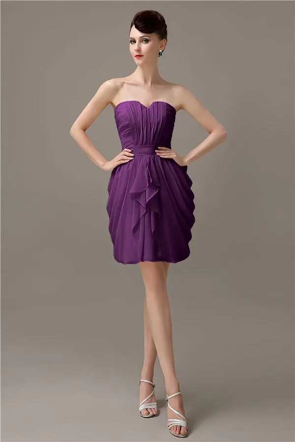 Elegant A-line Pleated Chiffon Knee-length Bridesmaid Dresses