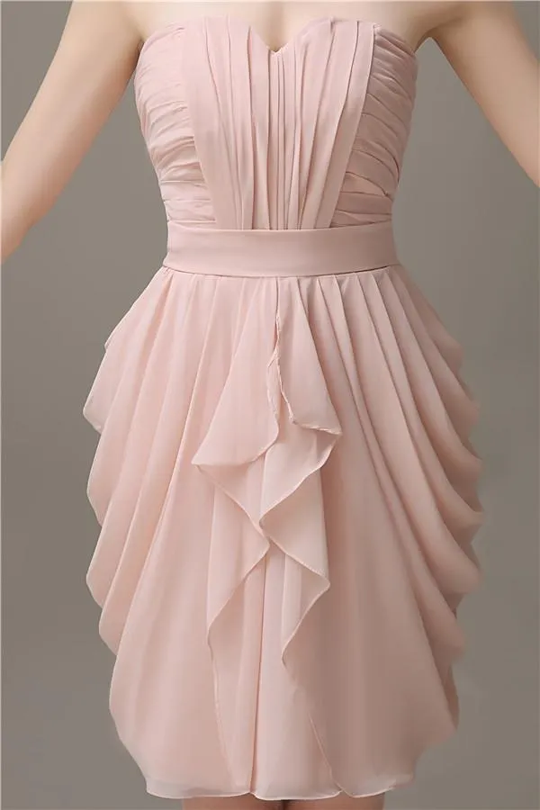 Elegant A-line Pleated Chiffon Knee-length Bridesmaid Dresses