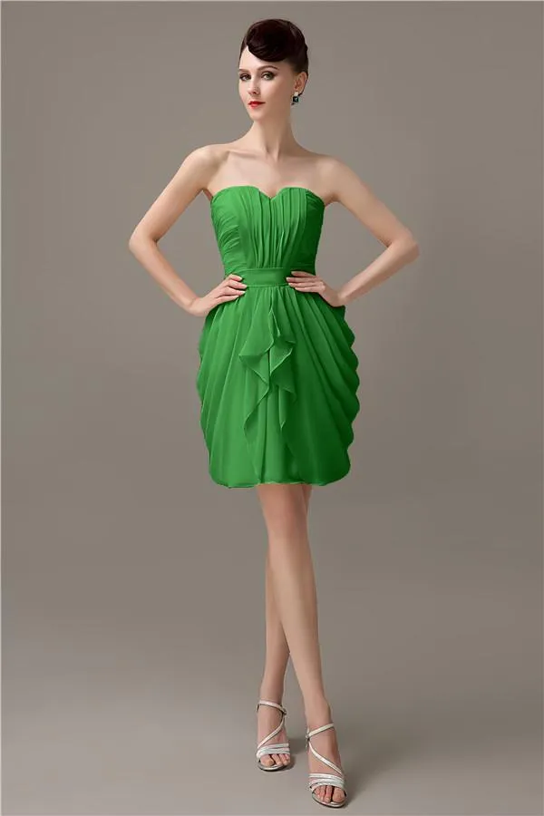 Elegant A-line Pleated Chiffon Knee-length Bridesmaid Dresses