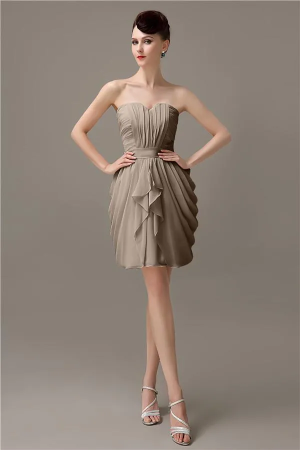 Elegant A-line Pleated Chiffon Knee-length Bridesmaid Dresses