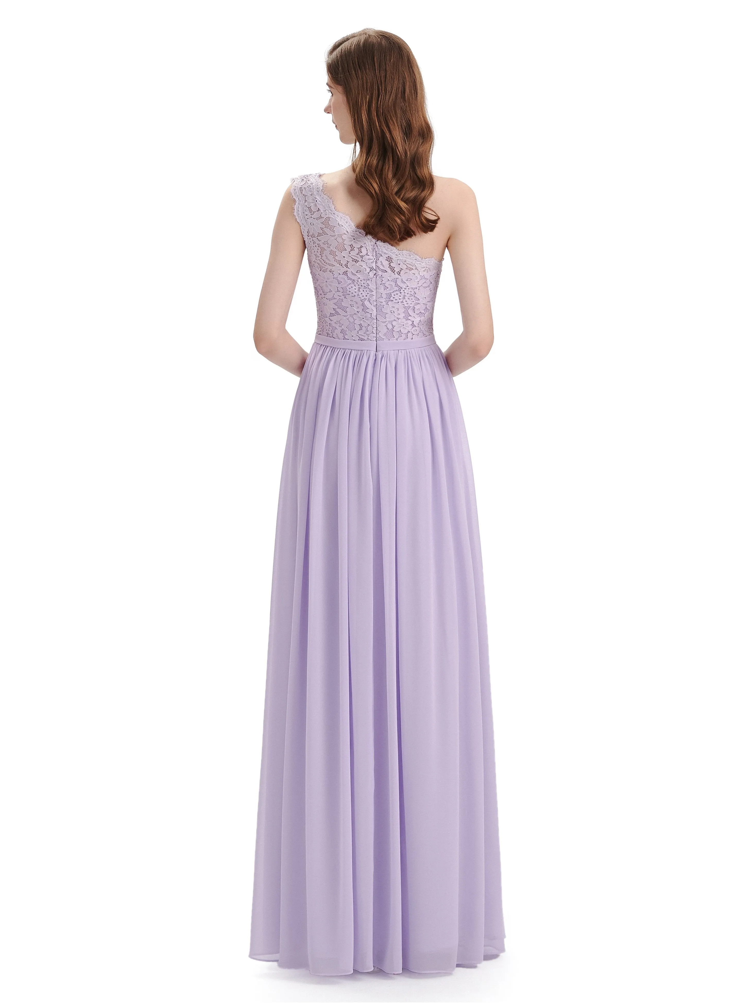 Elegant One Shoulder Side Slit Floor Lenght Bridesmaid Dresses