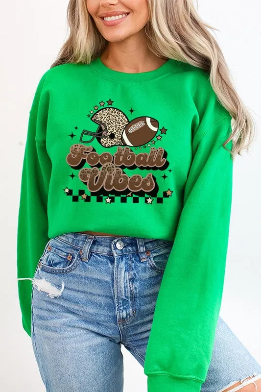 Fall Checkered Leopard Football Vibes Sweatshirt