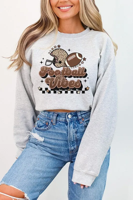 Fall Checkered Leopard Football Vibes Sweatshirt