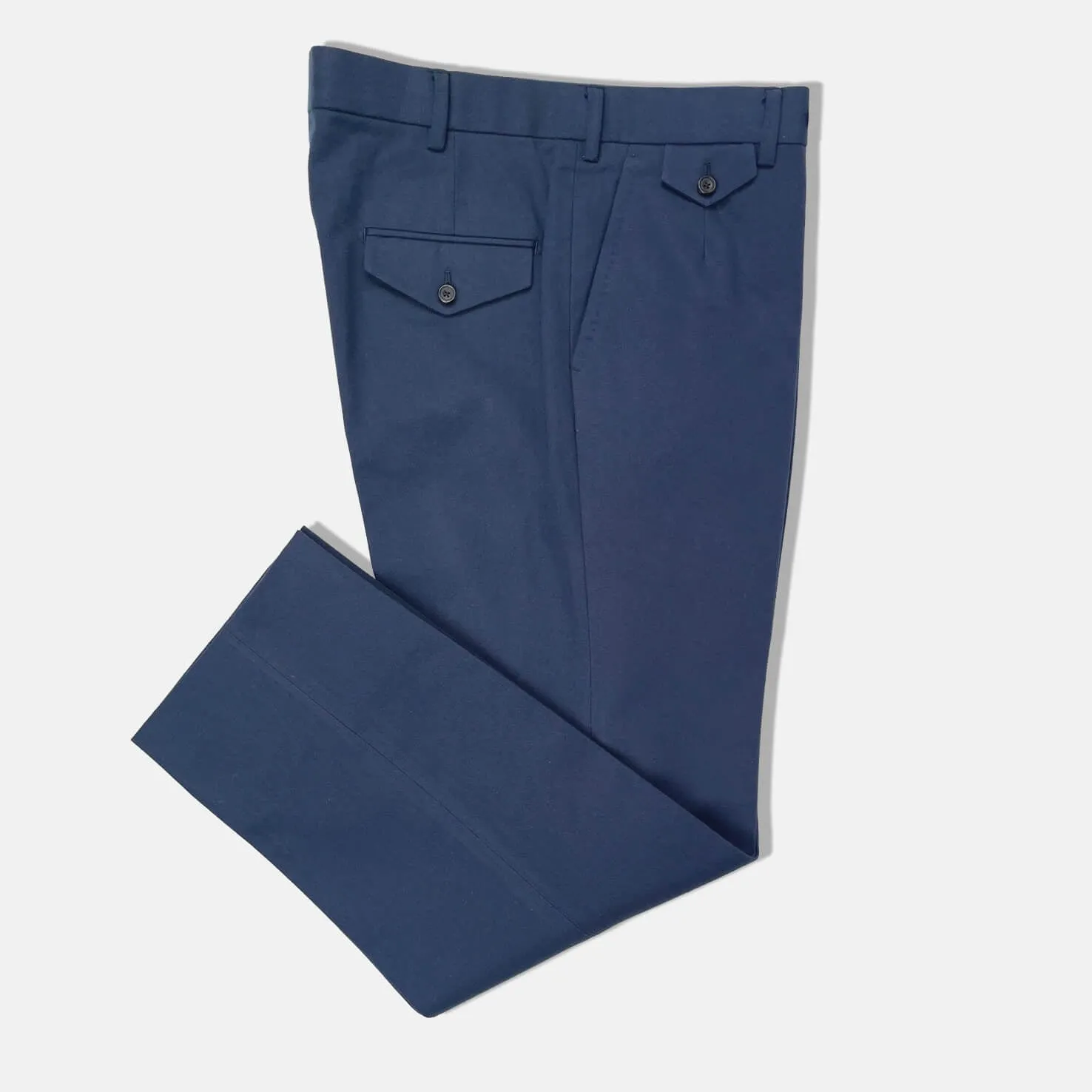 Flat Front Military Trouser in Navy Canvas