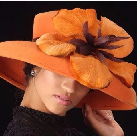 FW1114- Ladies burnt orange winter felt hat