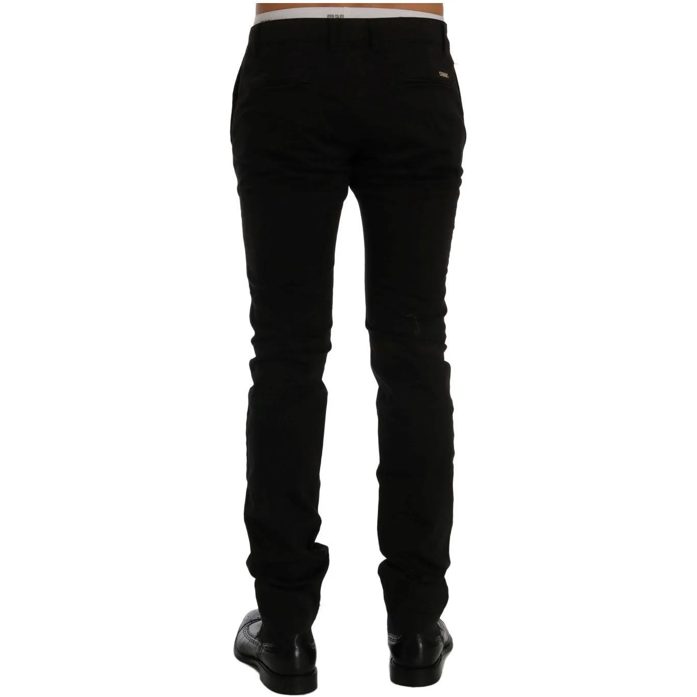 GF Ferre Elegant Slim Fit Black Cotton Trousers