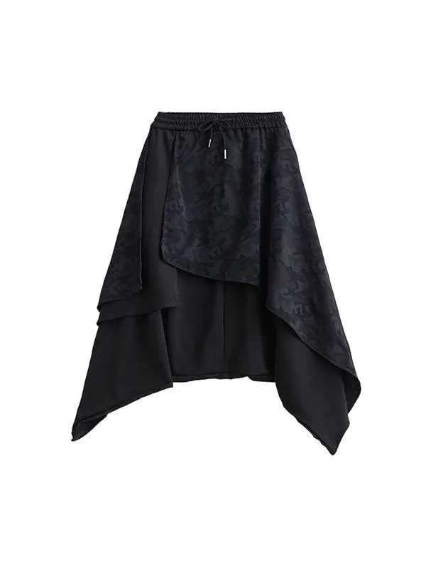 High Waisted Loose Asymmetric Drawstring Pleated Split-Joint Pants Trousers