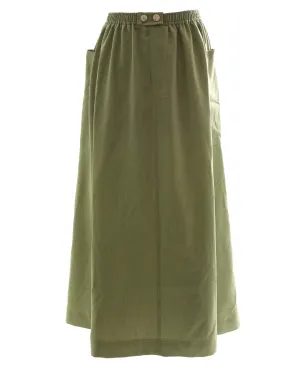 HSK142-DOUBLE STITCH DETAIL SKIRT-Basil