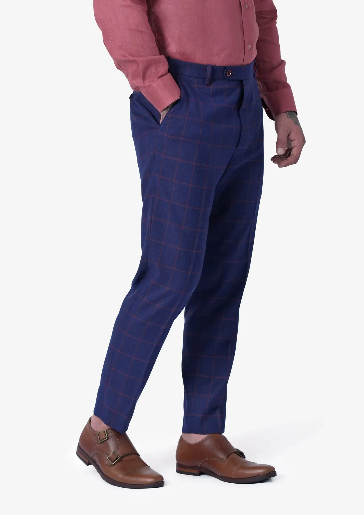 Indigo Blue Windowpane Pants