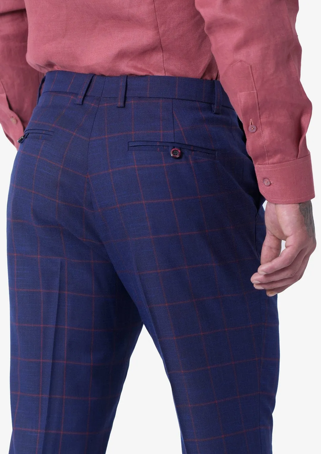 Indigo Blue Windowpane Pants