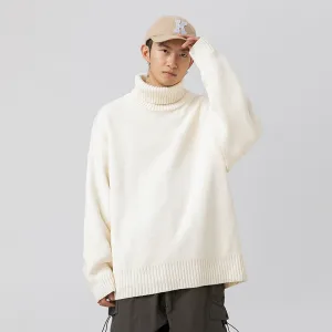 Japanese Couple Solid Color Turtleneck Sweater