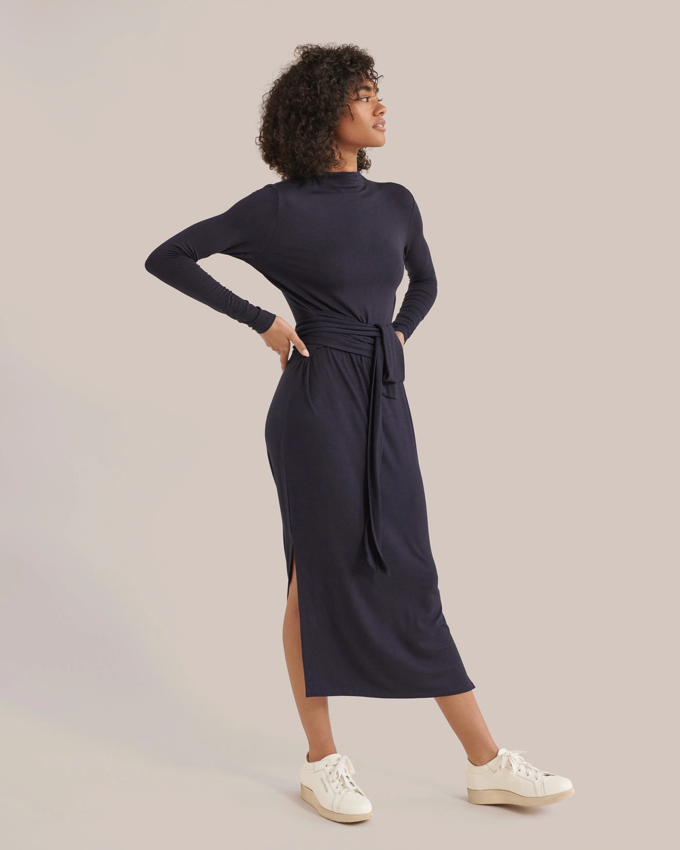 Kennedy Long-Sleeve Tie-Front Dress